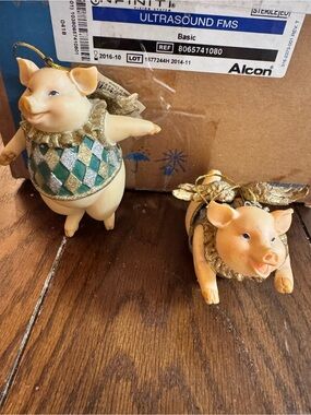 4.5” Flying Pigs w/ Wings & Sweater Collectable Christmas Ornaments
